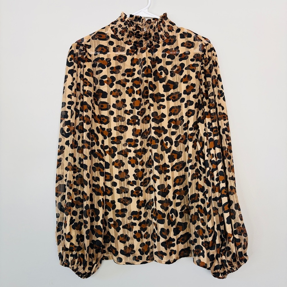 First Love Leopard Print Blouse - Tan and Black
